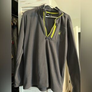 Spyder Gray Fleece Pullover with Neon Yellow Accent